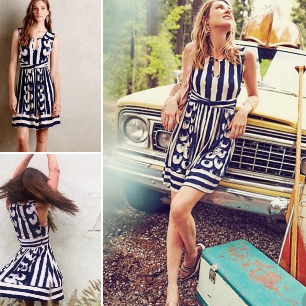 Anthropologie {Maeve} Sennebec Blue & White Dress